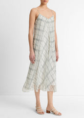 VINCE | Fenced Plaid Layered Dress in Dresses & Skirts - OFF WHITE/GREY