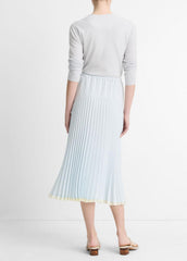 VINCE | Pleated Satin Tiered Skirt in Dresses & Skirts - SKY MIST