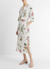 VINCE | Wilted Peony Pleated Side-Tie Skirt in Dresses & Skirts - WHITE PEONY