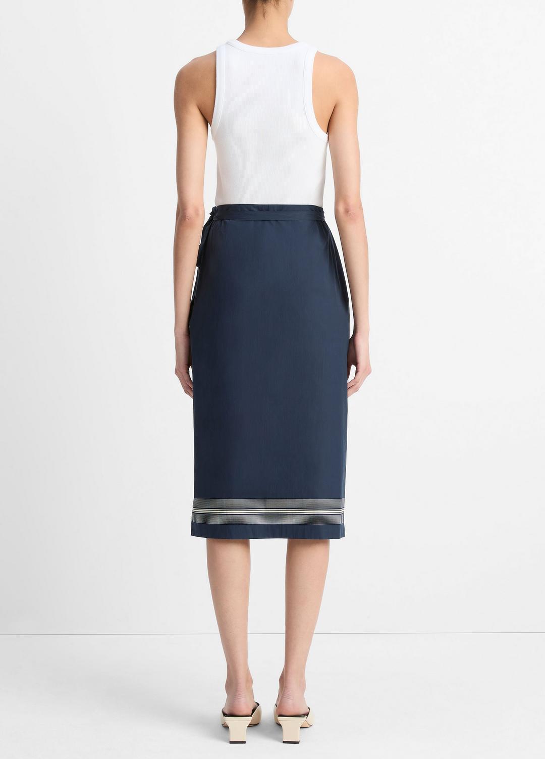 VINCE | Handkerchief-Stripe Straight Wrap Skirt in Dresses & Skirts - COASTAL BLUE/PALE CANYON