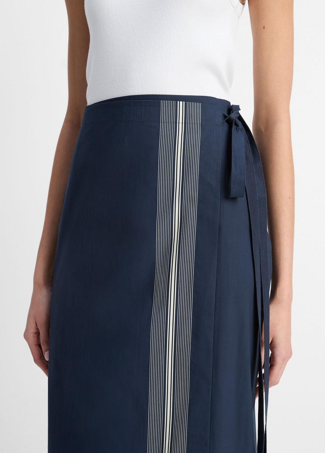 VINCE | Handkerchief-Stripe Straight Wrap Skirt in Dresses & Skirts - COASTAL BLUE/PALE CANYON