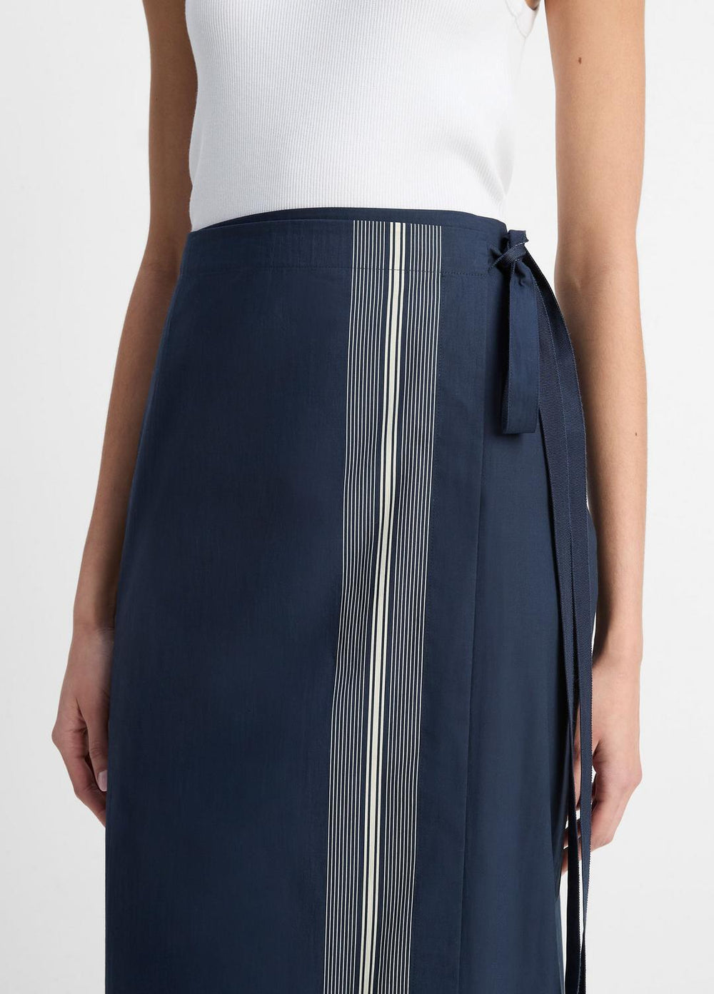VINCE | Handkerchief-Stripe Straight Wrap Skirt in Dresses & Skirts - COASTAL BLUE/PALE CANYON