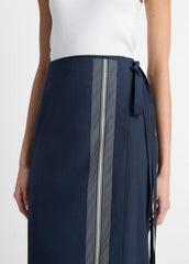 VINCE | Handkerchief-Stripe Straight Wrap Skirt in Dresses & Skirts - COASTAL BLUE/PALE CANYON