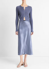VINCE | Contrast-Waistband Satin Bias Skirt in Dresses & Skirts - MAUVE THISTLE