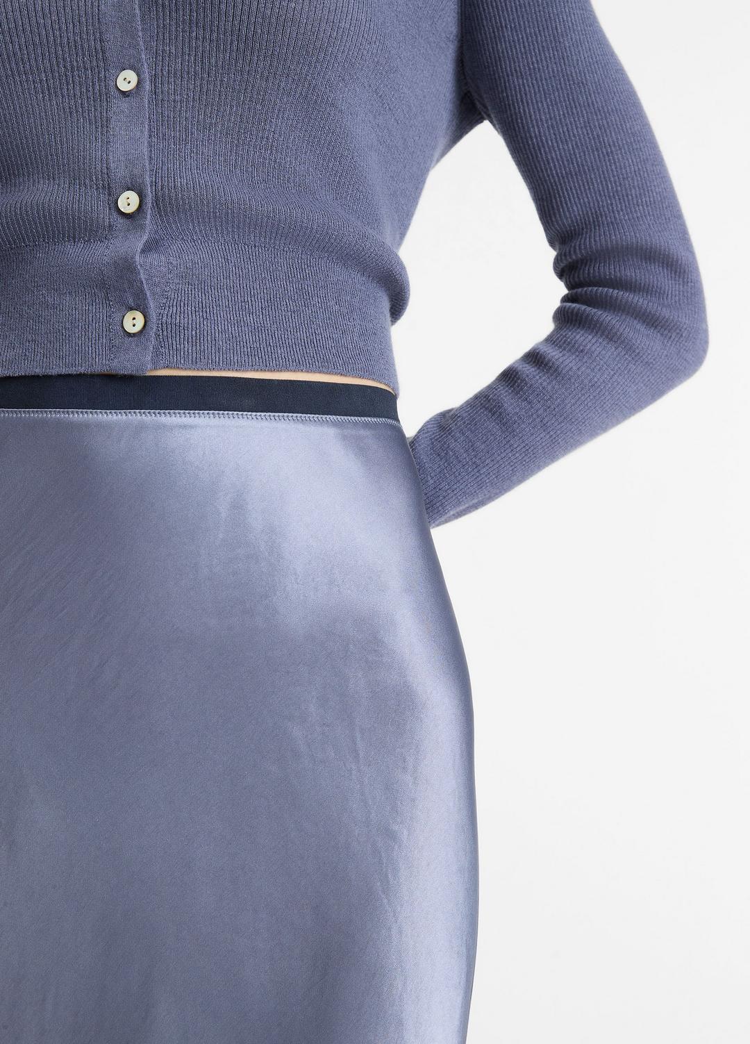 VINCE | Contrast-Waistband Satin Bias Skirt in Dresses & Skirts - MAUVE THISTLE