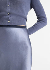 VINCE | Contrast-Waistband Satin Bias Skirt in Dresses & Skirts - MAUVE THISTLE