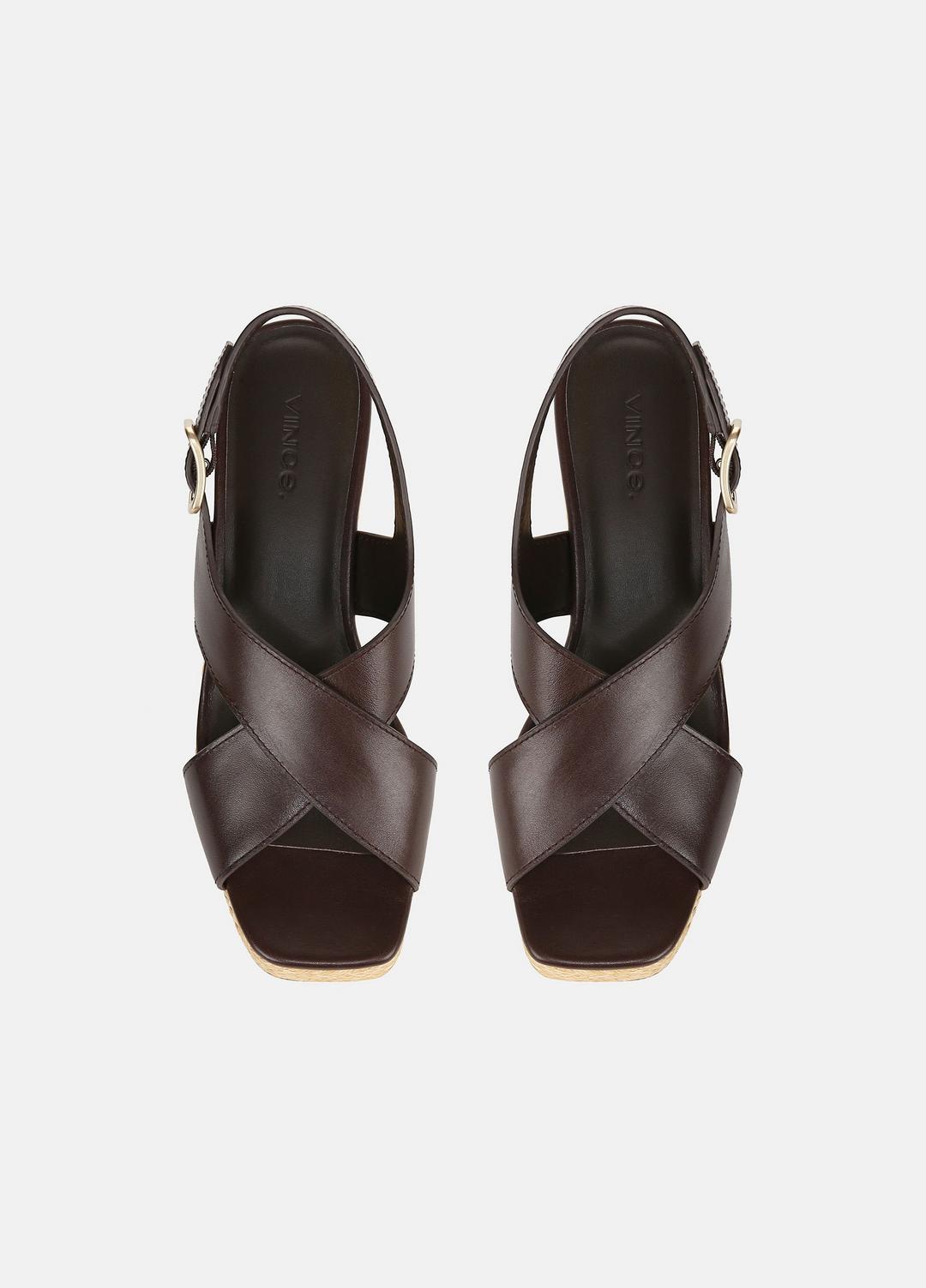 VINCE | Clementina Leather Platform Sandal in Shoes - CACAO BROWN