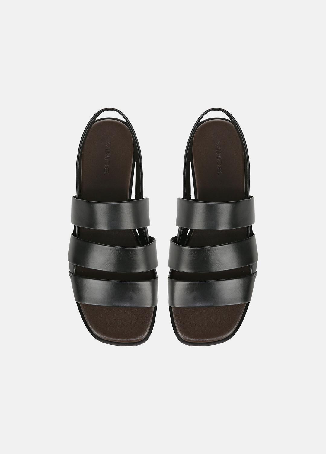VINCE | Mazie Leather Slingback Sandal in Shoes - BLACK