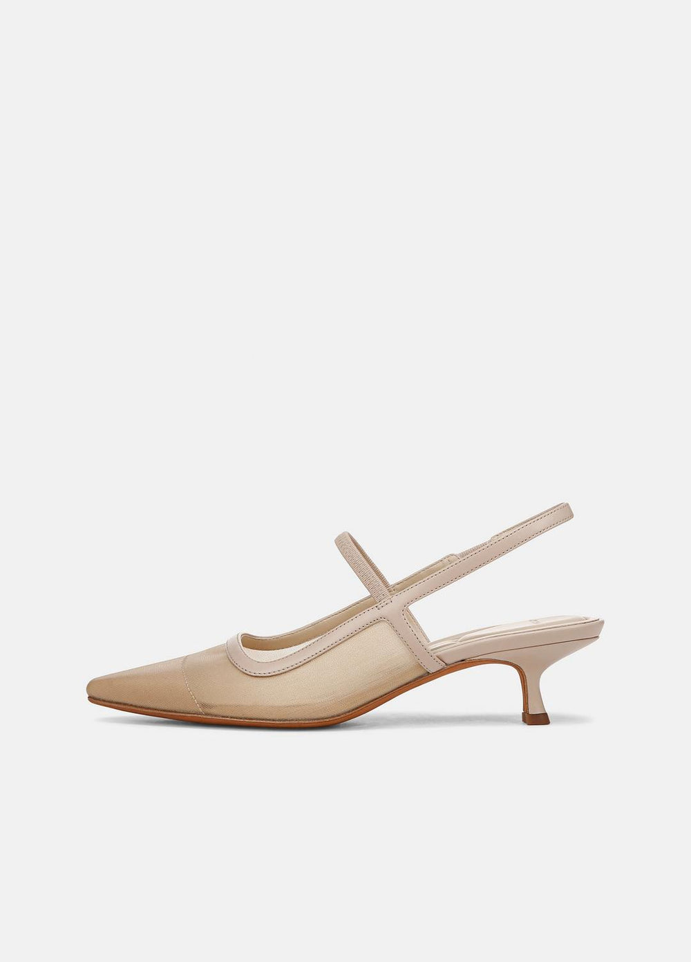 VINCE | Venice Leather and Mesh Slingback Kitten Heel in Shoes - BIRCH SAND