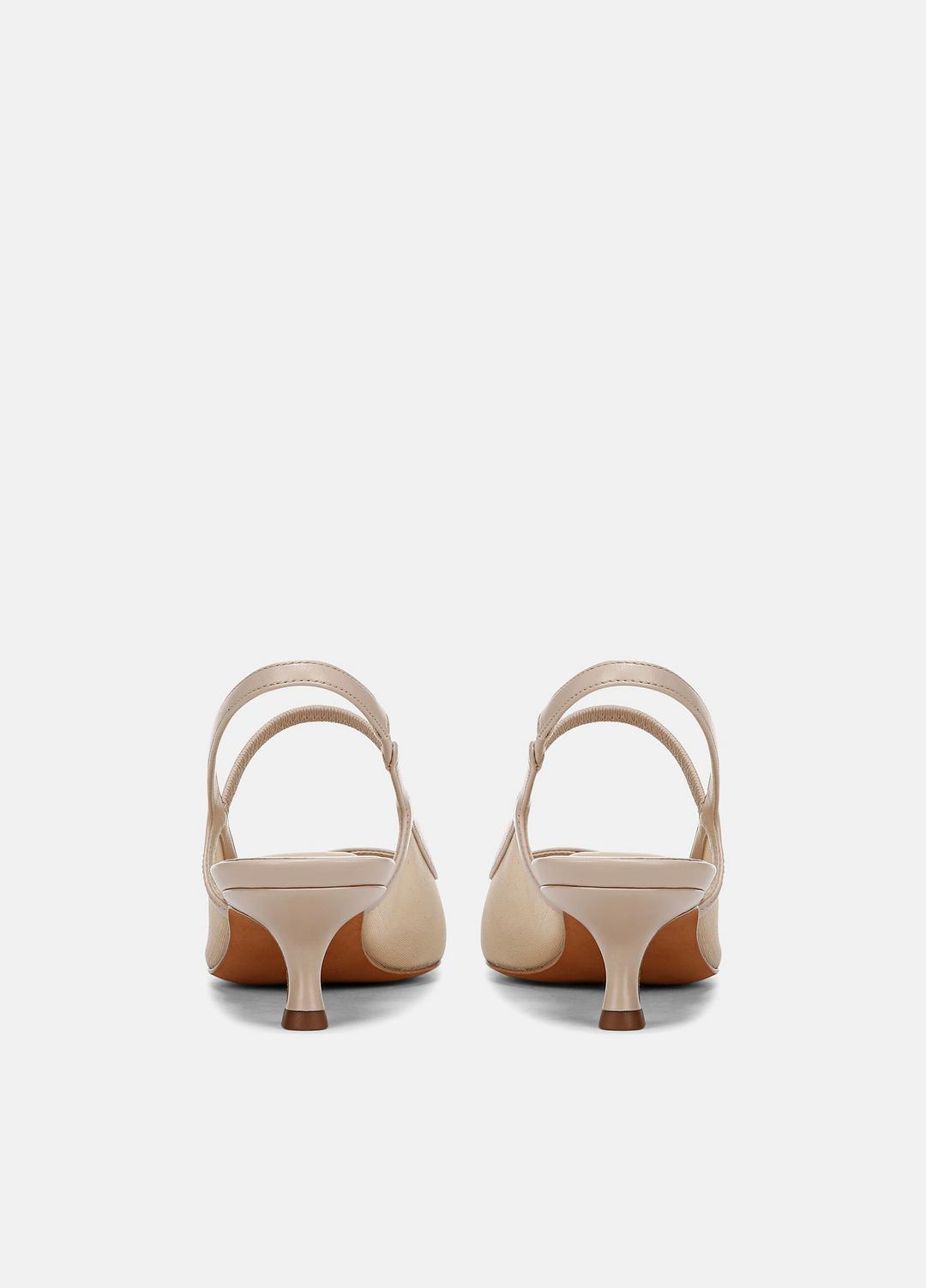 VINCE | Venice Leather and Mesh Slingback Kitten Heel in Shoes - BIRCH SAND