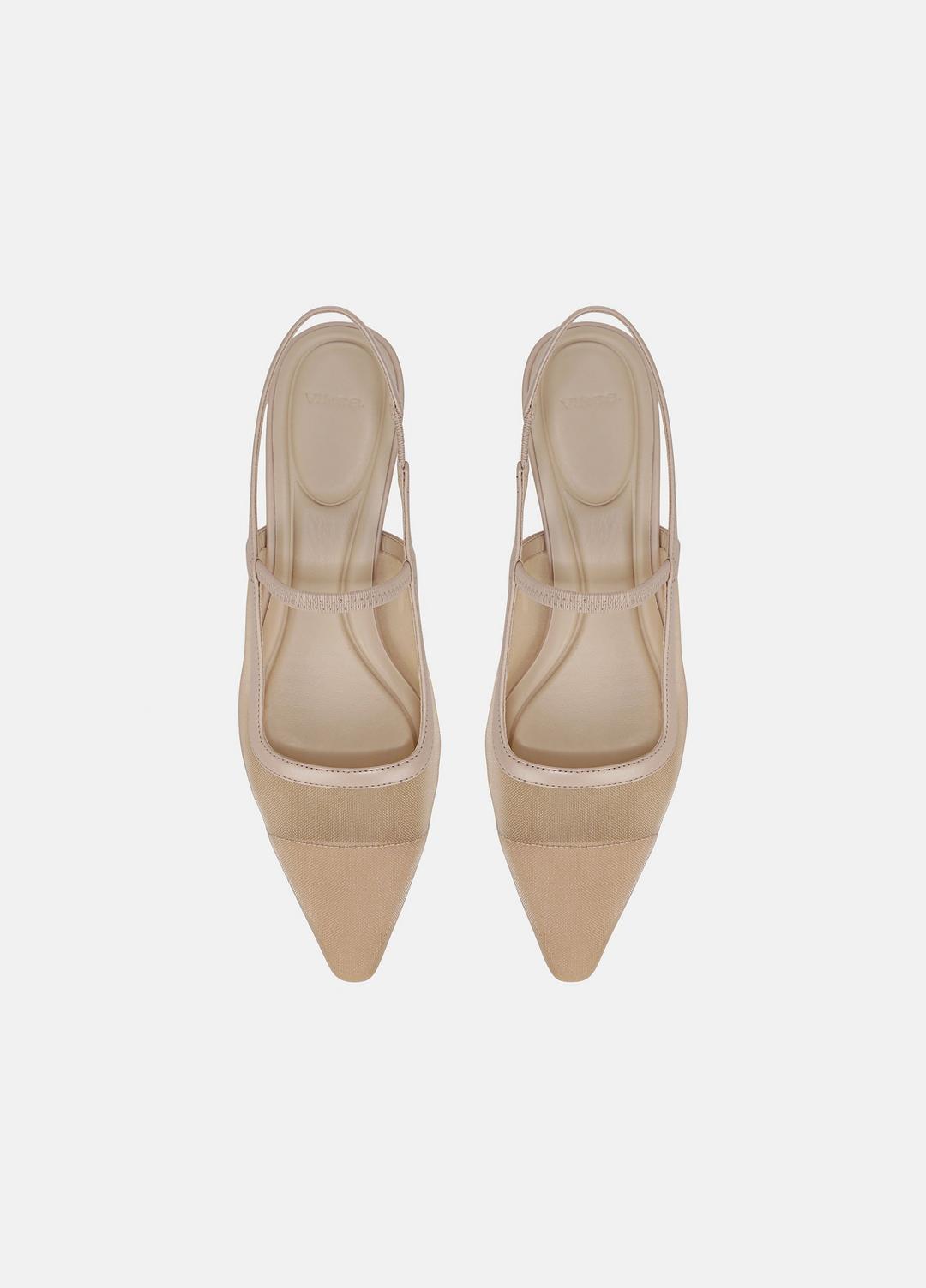VINCE | Venice Leather and Mesh Slingback Kitten Heel in Shoes - BIRCH SAND