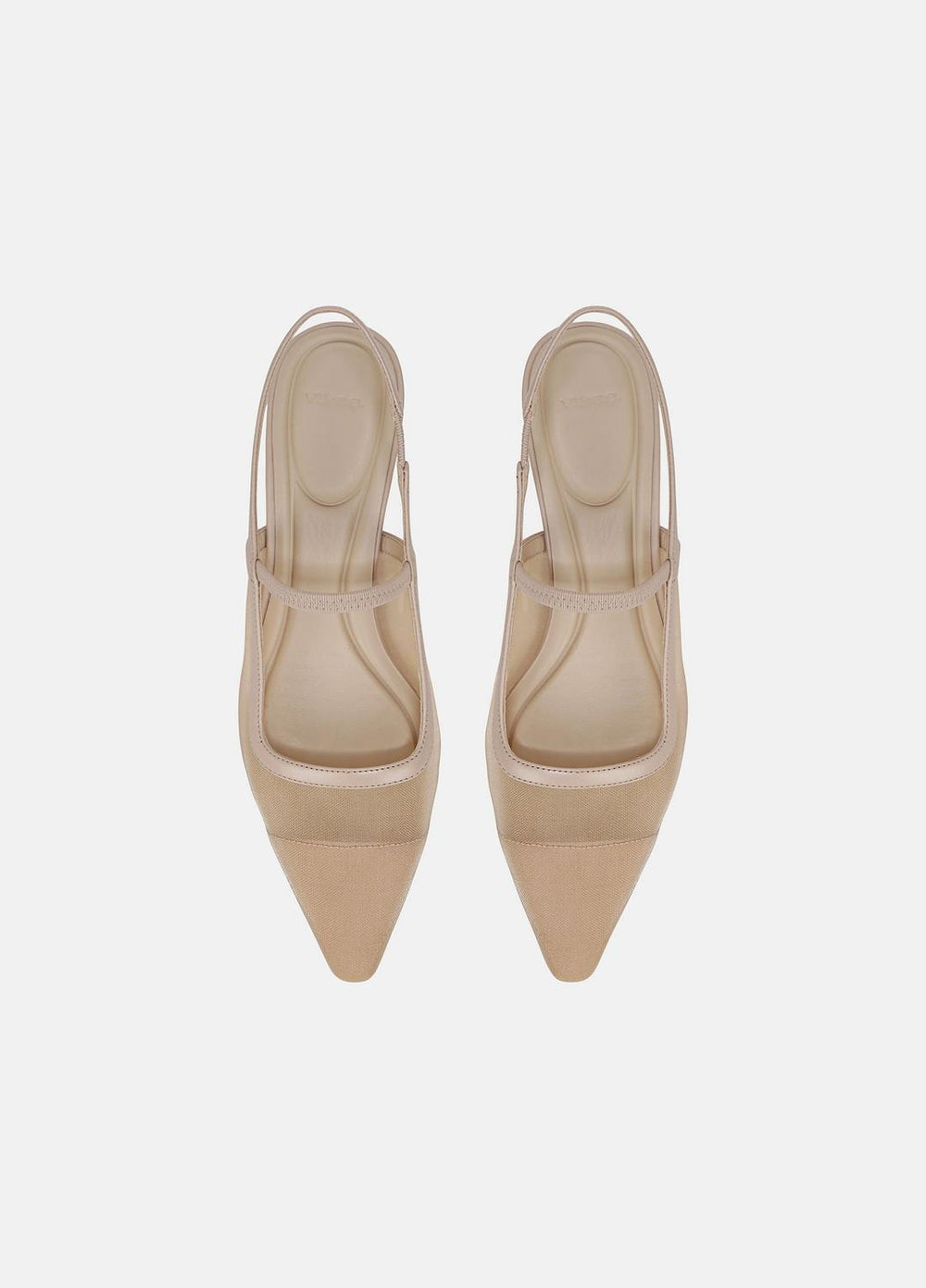 VINCE | Venice Leather and Mesh Slingback Kitten Heel in Shoes - BIRCH SAND