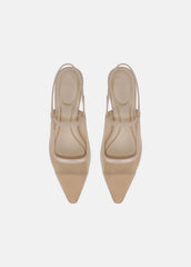 VINCE | Venice Leather and Mesh Slingback Kitten Heel in Shoes - BIRCH SAND
