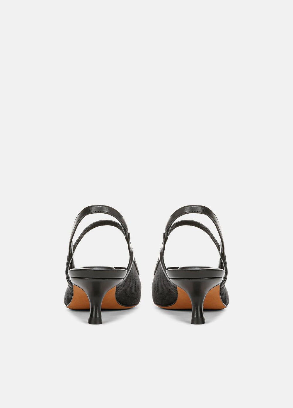 VINCE | Venice Leather and Mesh Slingback Kitten Heel in Shoes - BLACK
