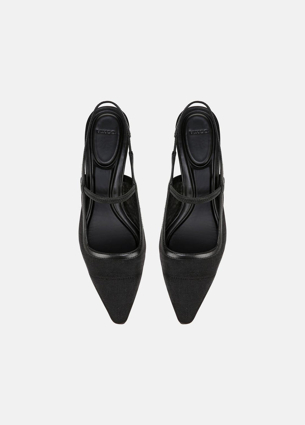 VINCE | Venice Leather and Mesh Slingback Kitten Heel in Shoes - BLACK