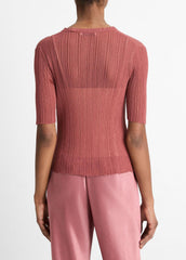 VINCE | Italian Cotton-Blend Double-Layer Top in Sweaters - ROSE JAM/SABBIA