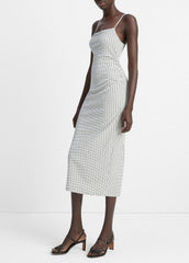 VINCE | Checked Smocked Tank Dress in Dresses & Skirts - BLACK COMBO