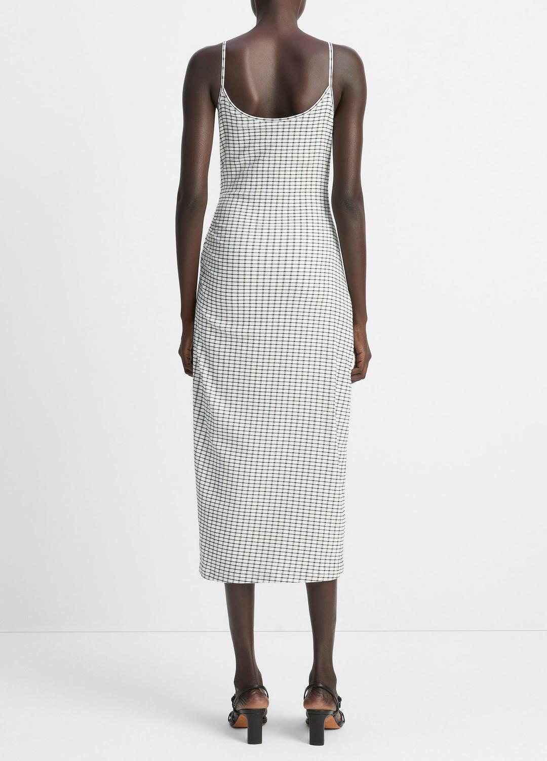 VINCE | Checked Smocked Tank Dress in Dresses & Skirts - BLACK COMBO