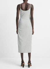 VINCE | Checked Smocked Tank Dress in Dresses & Skirts - BLACK COMBO