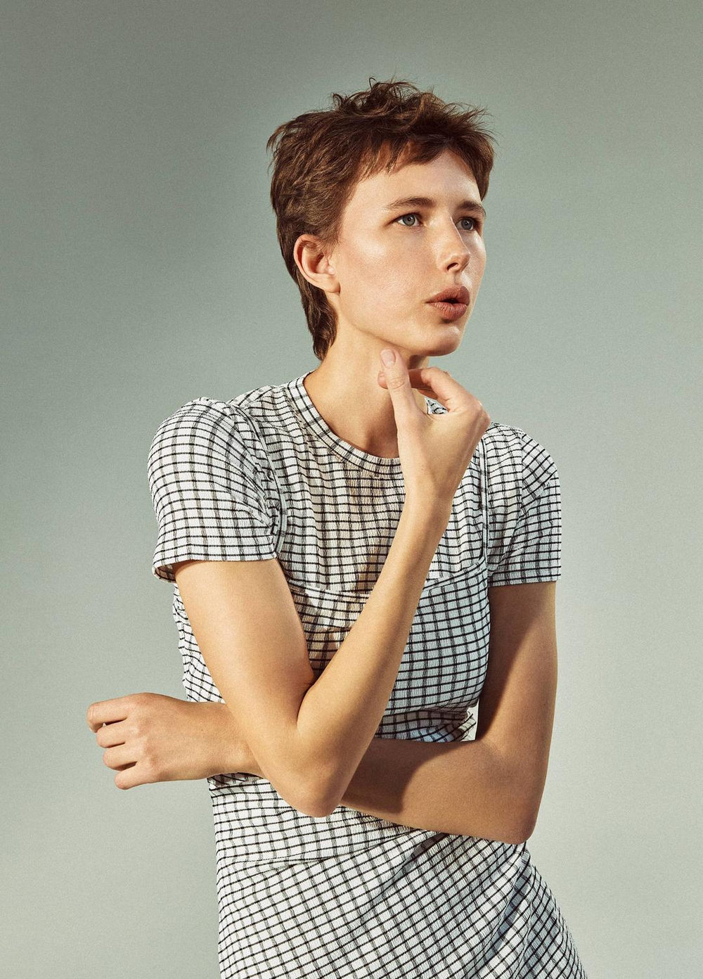 VINCE | Checked Smocked Tank Dress in Dresses & Skirts - BLACK COMBO