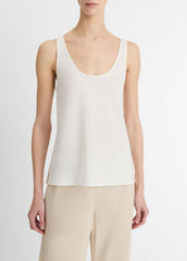 VINCE | Classic Stretch-Silk Bias Tank in Shirts & Tees - OFF WHITE