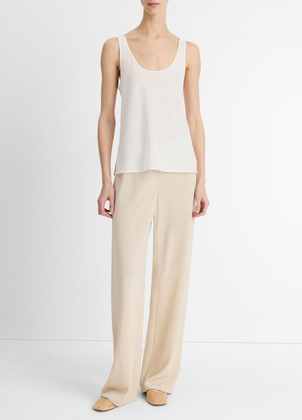 VINCE | Classic Stretch-Silk Bias Tank in Shirts & Tees - OFF WHITE