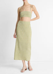 VINCE | Checked Smocked Midi Skirt in Dresses & Skirts - HERBARIA COMBO