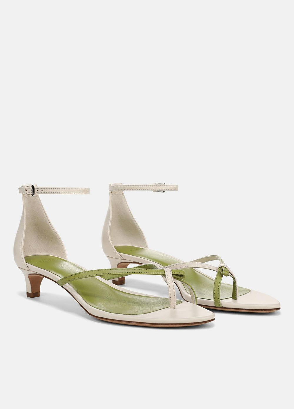 VINCE | Siri Leather Heeled Sandal in Shoes - FLAX/HERBARIA
