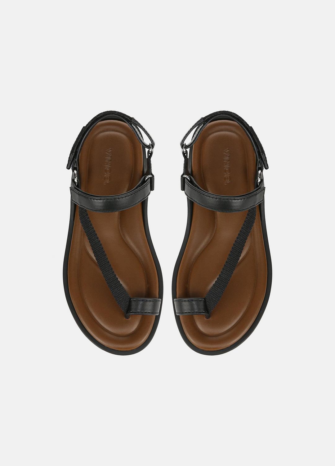 VINCE | Summer Leather & Canvas Sandal in Shoes - BLACK