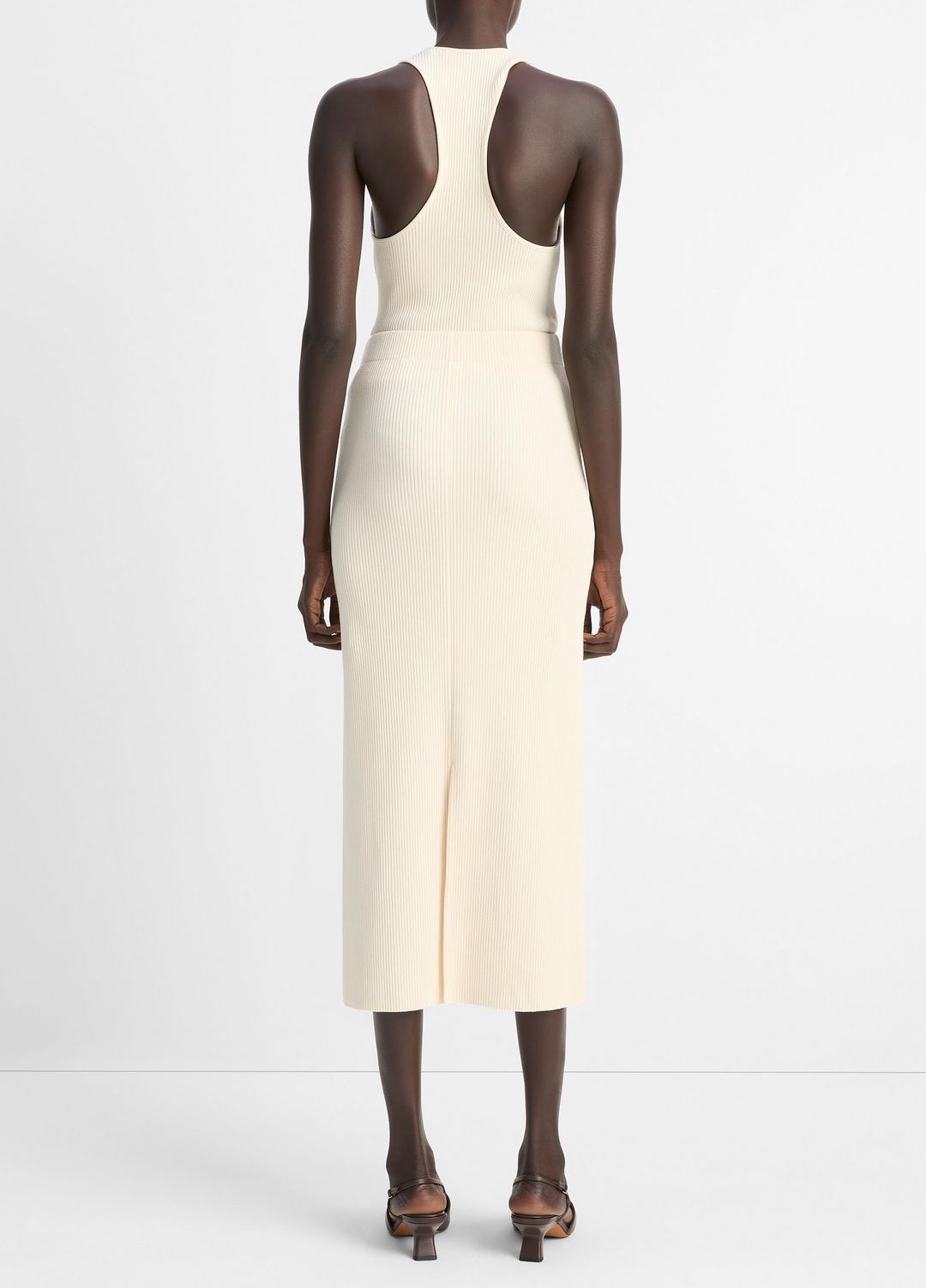VINCE | Ribbed Cotton-Blend Midi Skirt in Dresses & Skirts - OAT SHELL