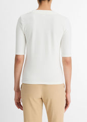 VINCE | Jersey Elbow-Sleeve Henley in Shirts & Tees - OFF WHITE