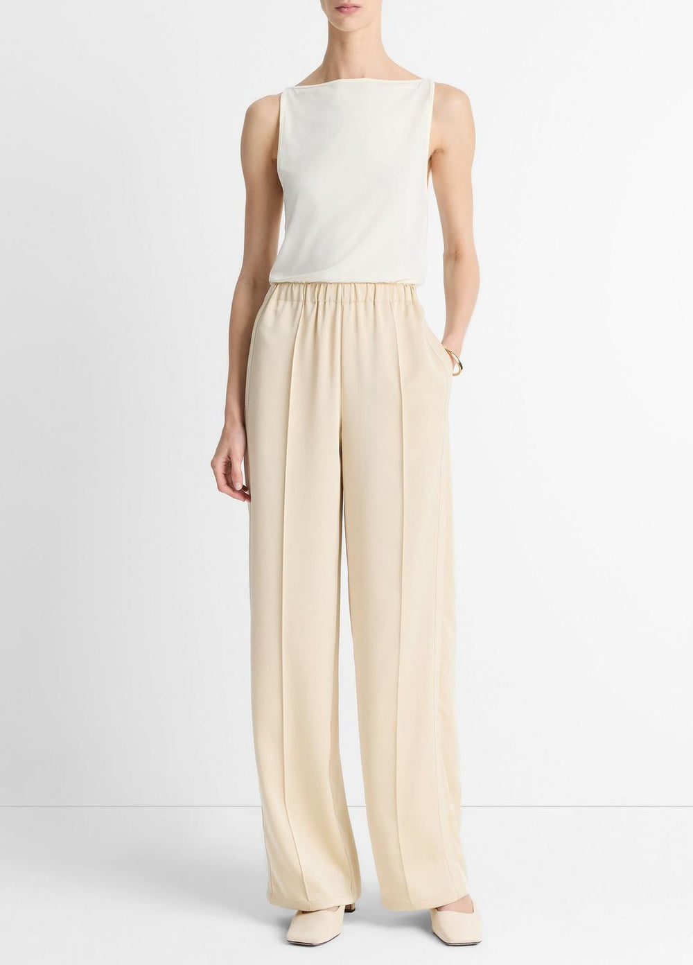 VINCE | Matte Jersey Boat-Neck Tank in Shirts & Tees - IVORY