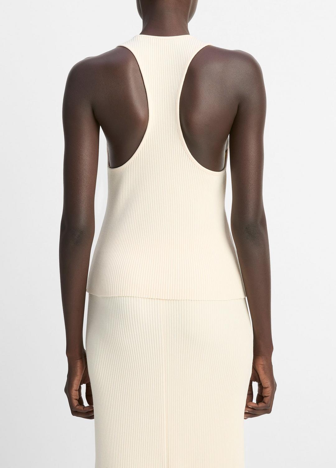 VINCE | Ribbed Cotton-Blend Racerback Tank in Shirts & Tees - OAT SHELL