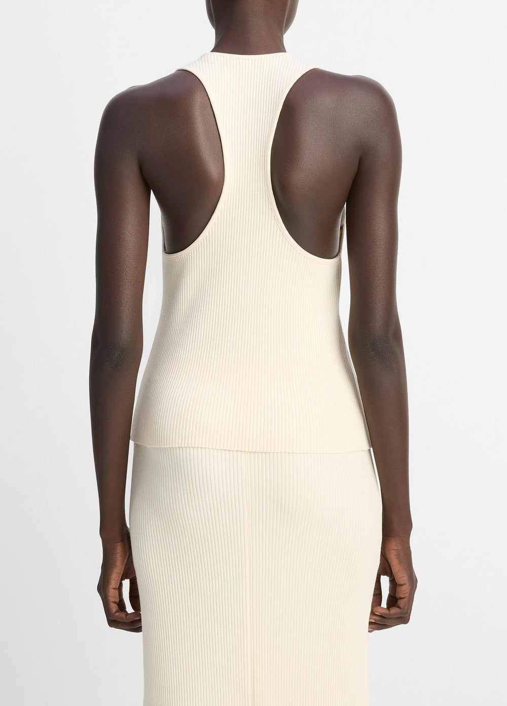 VINCE | Ribbed Cotton-Blend Racerback Tank in Shirts & Tees - OAT SHELL