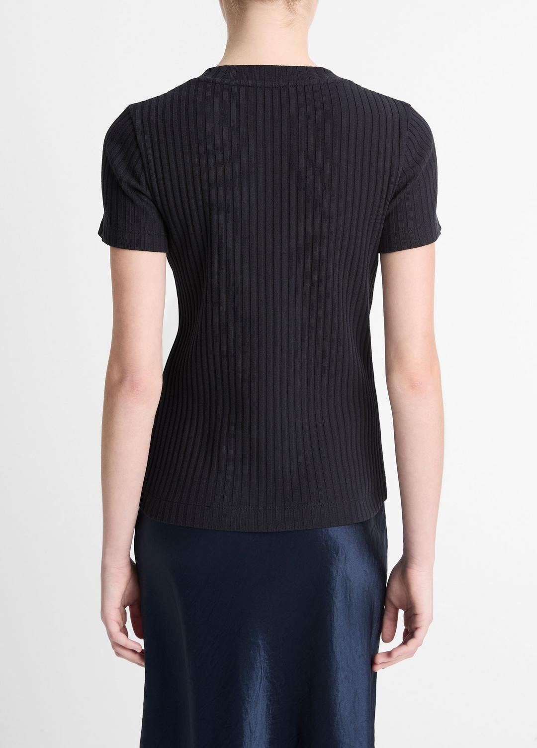 VINCE | Ribbed Cotton-Blend Top in Shirts & Tees - COASTAL BLUE