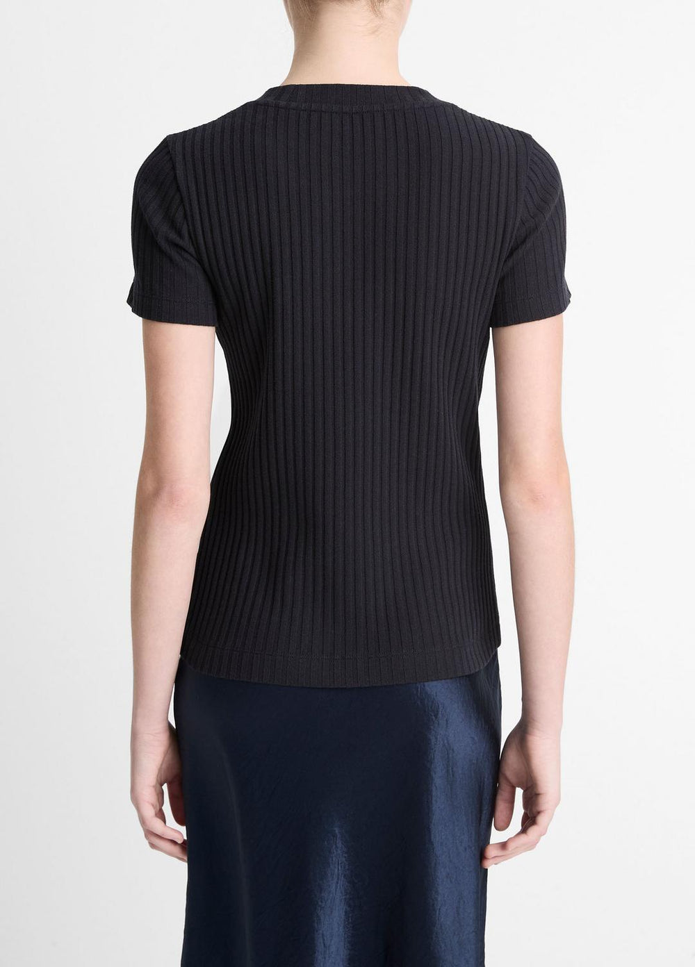 VINCE | Ribbed Cotton-Blend Top in Shirts & Tees - COASTAL BLUE