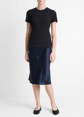 VINCE | Ribbed Cotton-Blend Top in Shirts & Tees - COASTAL BLUE