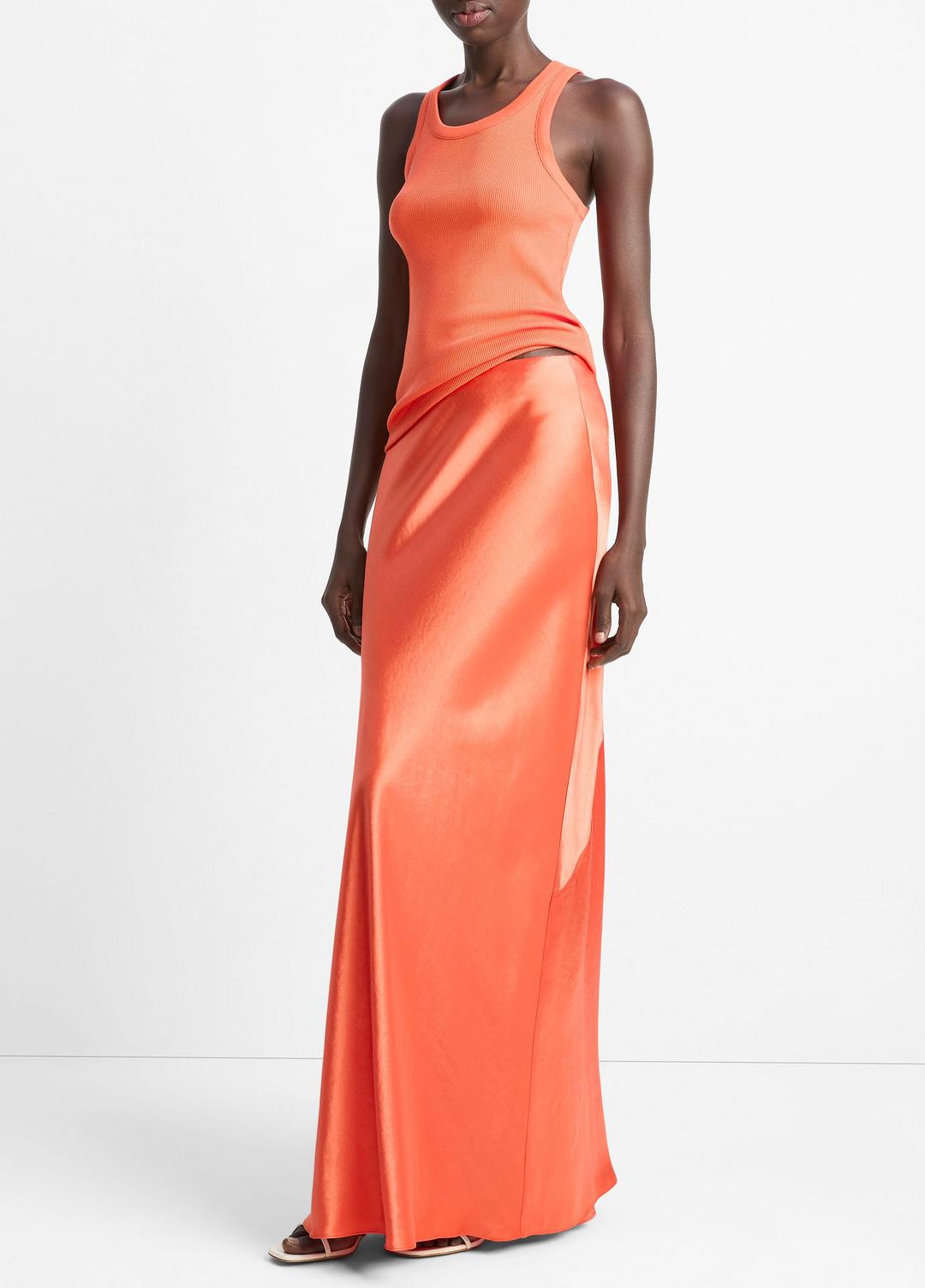 VINCE | Satin Maxi Skirt in Dresses & Skirts - BURNT ORCHID