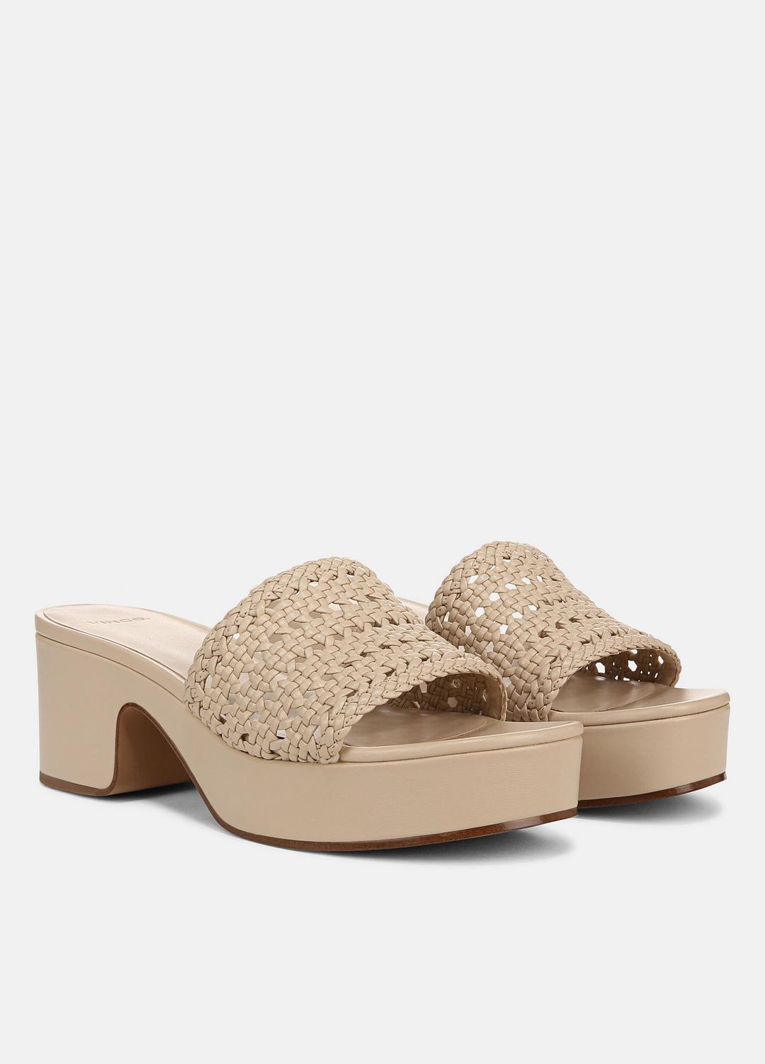 VINCE | Margo Woven Leather Platform Sandal in Shoes - BIRCH SAND