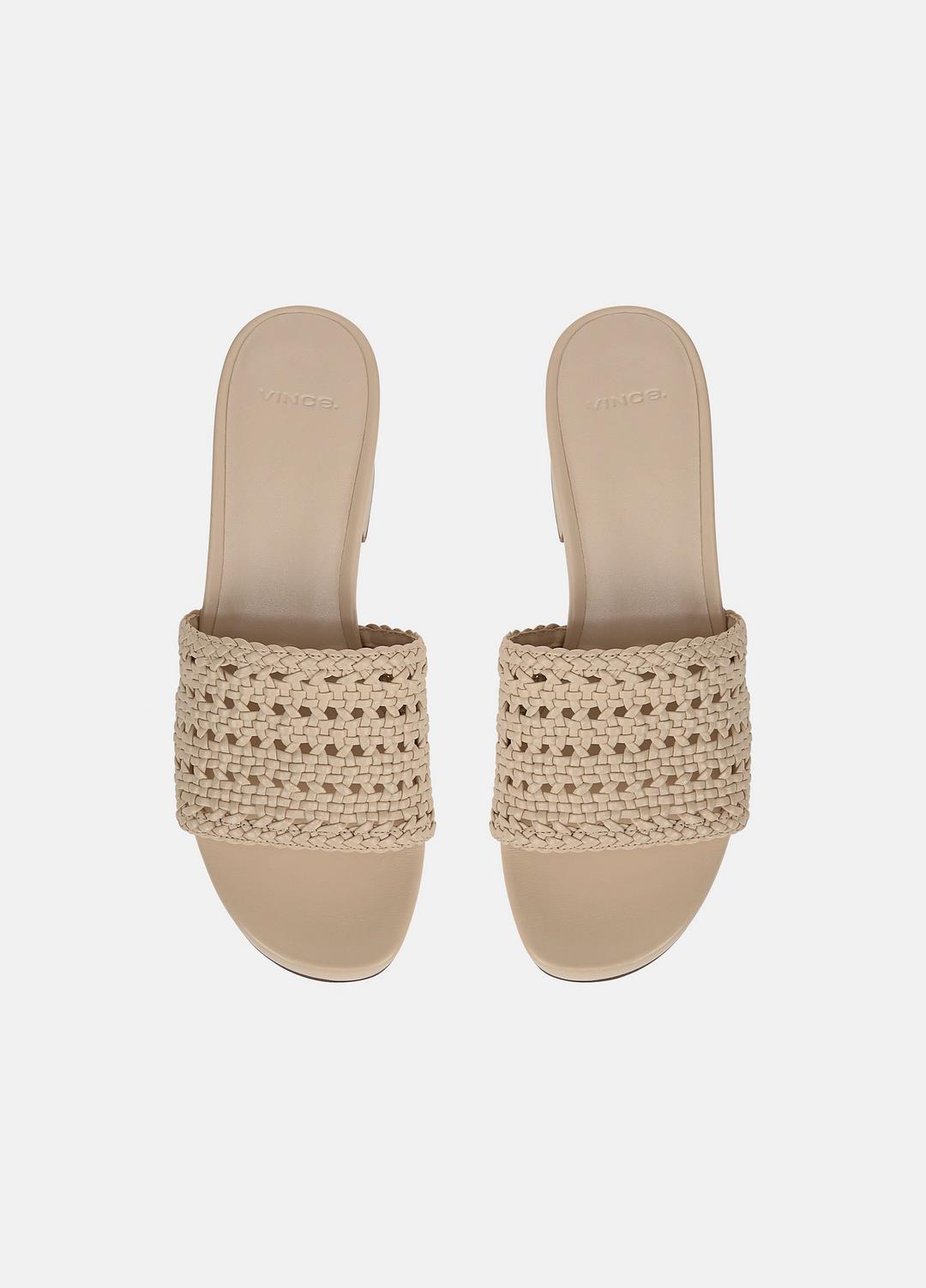 VINCE | Margo Woven Leather Platform Sandal in Shoes - BIRCH SAND
